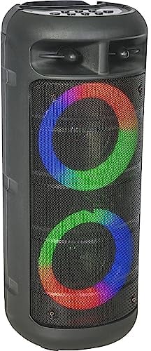 Party Light & Sound - ALFA-2600 - Altoparlante a batteria da 200W con woofer illuminato, Bluetooth, Micro-SD, AUX e USB - Nero