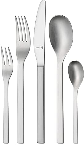 WMF Linum Edelstahl Besteck Set 6 Personen, Essbesteck Set 30 teilig, Monobloc-Messer, Cromargan Protect mattiert, kratzbeständig, spülmaschinenfest