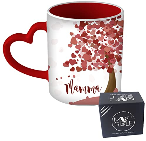 My Custom Style Tazza Cuore Manico Rosso#Mamma Albero della Mamma#325ml