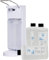 Blanc HYGIENIC Desinfektionsspender Universal – Armhebel-Spender, Abtropfschale und 2 x 500 ml Desinfektionsmittel, ergiebige Händedesinfektion, Dosierung einstellbar, Weiß