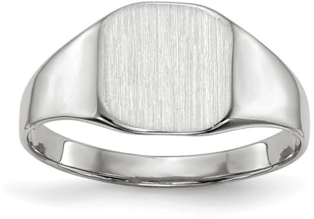 Siegelring aus 14 Karat Weißgold, poliert, massive Rückseite, gravierbar, US-Größe 6, Schmuck für Damen, One Size, Metall Weißgold Goldfarben Metall: Weißgold, Kein Edelstein