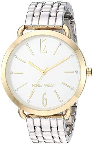 Nine West Women's Crystal Accented Bracelet Watch, Two Tone