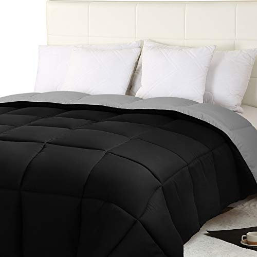 Utopia Bedding Piumone Piumino - Primavera/Estivo piumino - 100% Microfibra in Fibra Cava - (Grigio/Nero 230 x 260 cm)