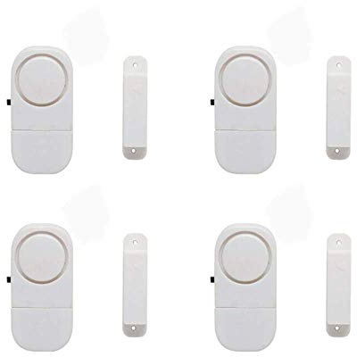 4 Pack Window & Door Burglar Intruder Alarms Alarm Breach Wireless Sensor Loud Security Mini Alarms Magnetic Door Window Alarm Home Security System Wireless Sensor Burglar Intruder