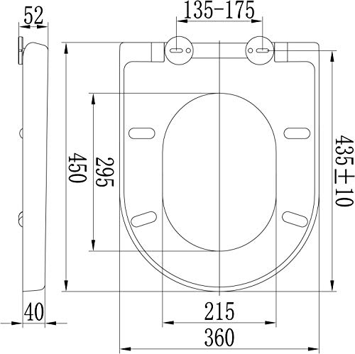 Grünblatt Premium Duroplast WC Sitz mit Absenkautomatik, abnehmbar zur Reinigung, Manhattan Grau (D-Form)