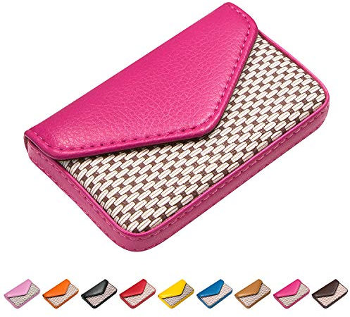 Padike Visitenkartenetui aus Leder, mit Magnetverschluss, Schwarz (Rosenrot)