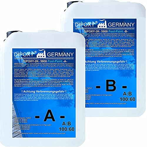 Dipoxy 2K-5000 Peinture époxy pour piscine 4,0 kg (A 2,5 kg + B 1,5 kg) + 0,2 kg Blanc crémeux 9001