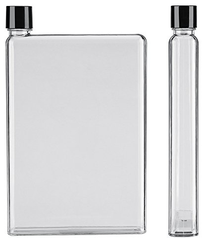 AUNMAS Flache Wasserflasche, Wiederverwendbare Schlanke Flasche, 750ml Auslaufsicher Flache Schlanke Wasserflaschen Kunststoff Transparente Tragbare Saftbecher(Weiß)