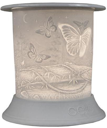 Cello Straight Electric Melt Burner, Butterfly Pattern, Stunning porcelain designs safe for use around children and pets. Use wax or oil in the top and magically fragrance your room.