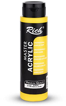 Rich Master Acryl Farbe 500ml - Cremige Acrylfarbe auf Wasserbasis, schnell trocknend, lichtecht, wasserfest, zum Auftragen mit Pinsel auf Leinwand, Papier und Holz (Gelb)