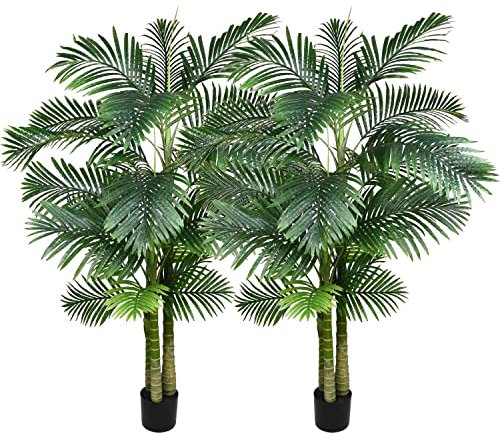 2 Stück künstliche Areca-Palme, 1,8 m Kunstpflanze für drinnen und draußen, moderne Dekoration Wohnzimmer, künstliche Dypse, Luteszenen, Pflanzen im Topf für Zuhause, Büro