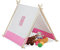 Relaxdays Tipi Zelt für Kinder, flach, Kinderzimmerzelt, HxBxT: 92 x 120 x 86 cm, drinnen, Wigwam Kinderzelt, weiß-rosa