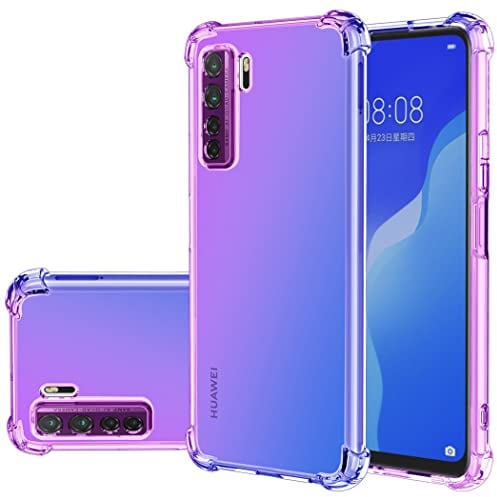 Gufuwo Hülle für Huawei P40 Lite 5G/Nova 7 SE CDY-NX9A CDY-NX9B Case Verlauf Hülle Schlanke Kratzfeste TPU-Schutzhülle mit Stoßdämpfung Transparente weiche Handyhülle für Huawei P40 Lite 5G lila/blau