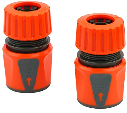 Mivos 2 x Gartenschlauch Schnellverbinder - Schlauchkupplung für 1/2 Zoll (13 mm) Schlauch - Anschlussteile für Schlauchanfang und -ende - Made in EU
