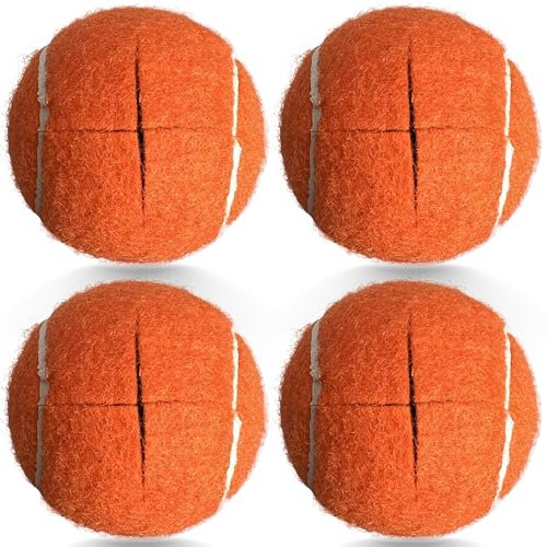 HiBallBall Vorgeschnittene Tennisbälle für Spaziergänger, robuste und langlebige Filzgleiter für Möbelbeine und Bodenschutz, Orange, 4 Stück