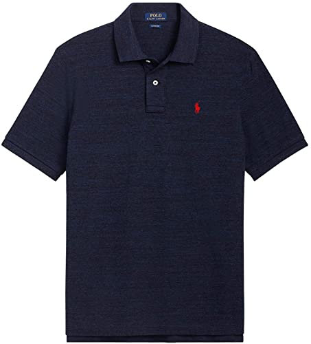 Polo Ralph Lauren Ralph Lauren Men's Classic Fit Mesh Pony Logo Polo Shirt (L, WorthNavyHtr), (Spring/Summer 2022) Worth Navy Heather, Large