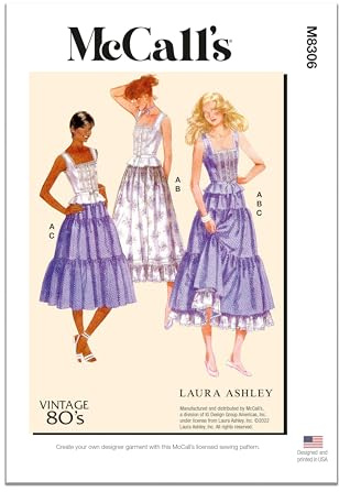 McCall's Sewing Pattern M8306F5 Misses' Top and Skirts by Laura Ashley