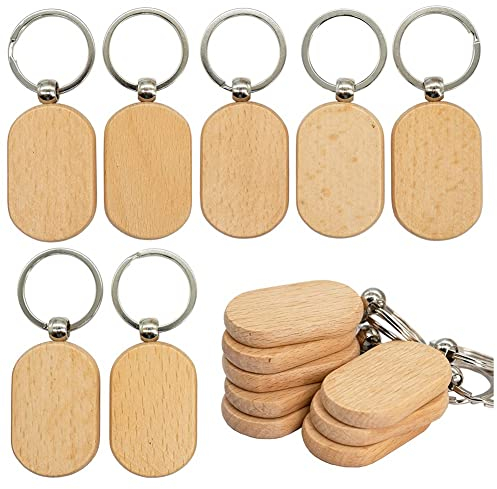 Veciado 20Pcs Porte-CléS en Bois Vierge Porte-CléS en Bois Bricolage CléS Vierges de Gravure sur Bois Paquet