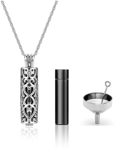 Zysta Edelstahl Memorial Urnen Anhänger Hohl Käfig Halskette Gedenk Pendant Asche Schmuck (Schwarz)