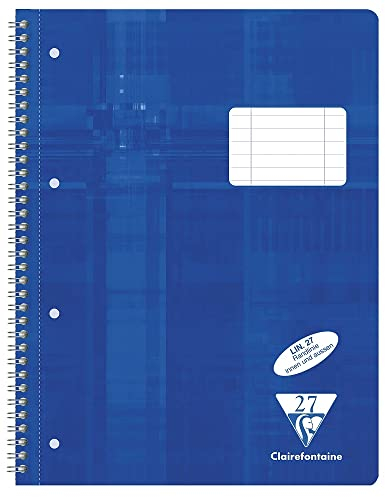 Clairefontaine 68256C - Packung mit 5 Collegeblöcken / Schulheft mikroperforiert mit Ringbuchlochung, DIN A4+ 80 Blatt 90g, Lineatur 27 durchgehend liniert mit Doppelrand