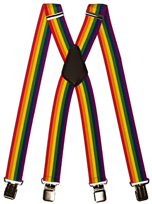 Olata längenverstellbare unisex Hosenträger bunt mit Clips/Regenbogen Hosenträger - 4cm, X-Form