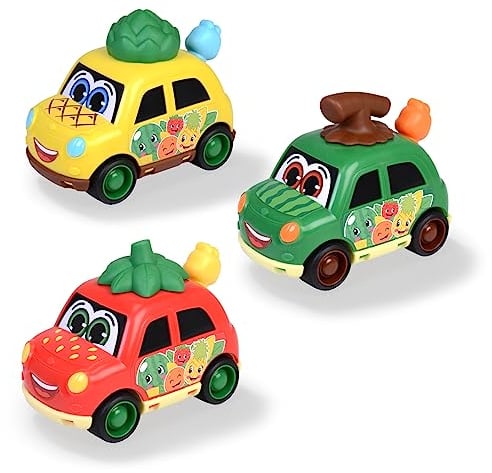 Dickie Toys ABC - Spielzeugauto Fruit Friends (12 cm) - buntes Auto mit Spieluhr und Wackel-Raupe, Baby Spielzeug ab 1 Jahr (3-Fach Sortiert, zufällige Auswahl)