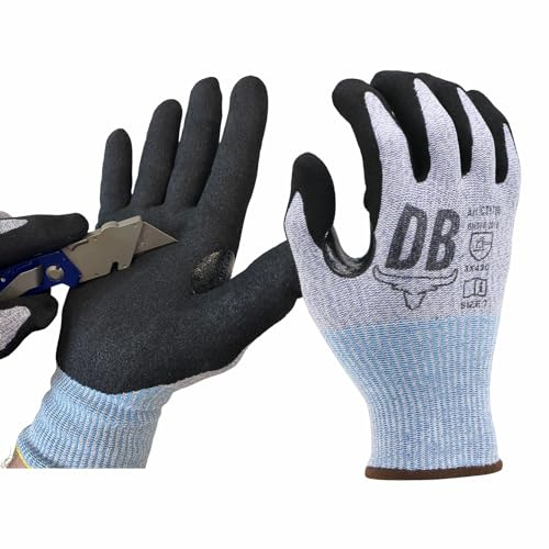 Durabull Safety Workwear or Gardening Gloves. Stretch comfort fit. Sandy Nitrile Coating, Giving a Firm, Anti Slip Grip. Reinforced/Heavy Duty Use. Cut Resistant (1,10)