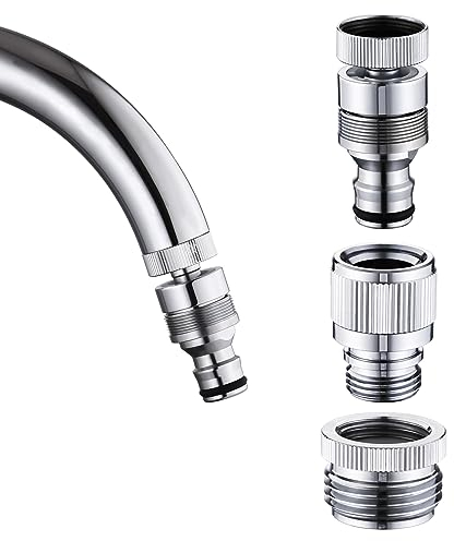 Hsmhose Schnellverbinder Wasserhahn auf Gartenschlauch-Adapter, Geschirrspüler, Waschmaschine, Schnappkupplung, Adapter, für Badezimmer, Küche, Garten, Duschschlauch, Haustierbaden