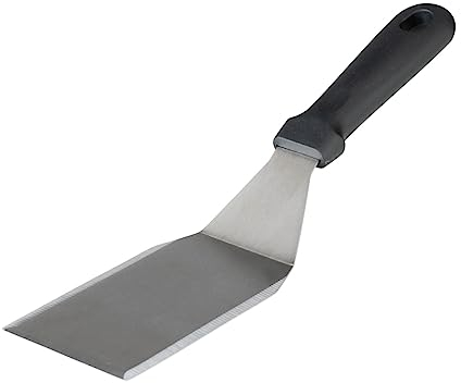 WENKO Plancha Spachtel BBQ, Grillschaber zum Wenden und Servieren, für Planchas, Grill und Pfanne, aus rostfreiem Edelstahl/Kunststoff, Black Outdoor Kitchen Zubehör, 30x8,5x2 cm, Silber/Schwarz
