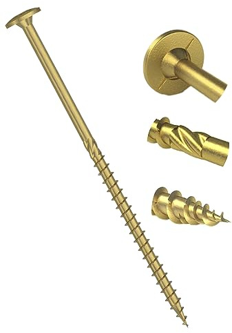 6mm x 300mm 'M' High Performacne Yellow Hardened Wafer Head Torx Wood Timber Construction Screw Sleepr Screws with Flat Head Carpenter Screws (Pack of 10) X15 - X13B 6x300_10