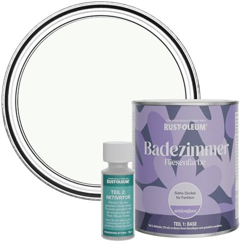 Rust-Oleum wasserbeständiger Fliesenlack für das Badezimmer in seidenglänzendem Finish - Ruhiges Weiß 750ml
