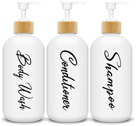 Seifenspender Set 500ml Seifenspender Glas Spülmittelspender Shampoo Spender Soap Dispenser für Küche und Dusche (Weiß)