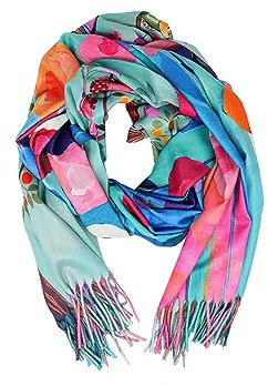 QUEEN HELENA Warmer Winterschal für Damen Sc22-9 Blau, Einheitsgröße