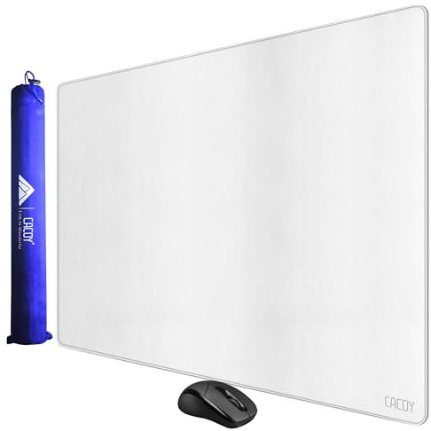 Cacoy 100x60 cm Schreibtischunterlage aus Leder, Groß Multifunktionale PU Leder Gaming Mauspad, Erweiterte Mausmatte Unterlage Schreibtisch für Büro und Zuhause (Weiß)