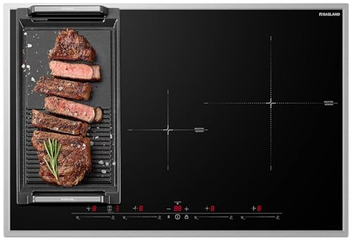 GASLAND IH774BFB Placa de inducción, 77 cm, cocina de inducción integrada de 4 zonas con marco de acero inoxidable, FlexInduction para barbacoa, PowerBoost para cocinar más rápido, 7000W (Sin sartén)