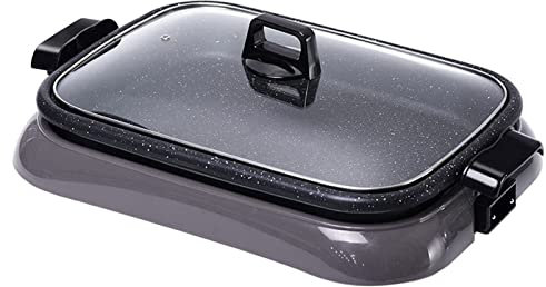 Grill Senza Fumo per Interni, con Coperchio in Vetro Temperato, Piastra Grill per il Controllo Della Temperatura di Balconi Interni, Facile da Pulire, Black