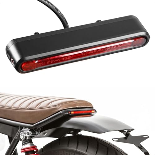 evermotor Motorrad Rücklicht LED, E24 E-geprüft für Motorräder, E-Bike Fahrrad, 6-58V, Rücklicht mit Bremslicht, StVZO Zugelassen, 50mm/ 80mm Befestigungslöchern, 1000mm Kabel, IPX67 Wasserdicht