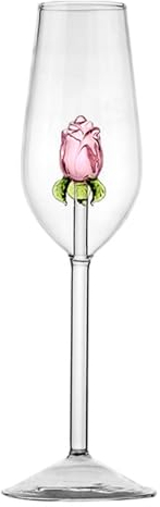 Verre à champagne rose avec rose à l'intérieur, flûtes de mariage, verres à champagne, verres à liqueur, verre à vin créatif, tasse à vin délicate pour mariage, fête, dîner, 220 ml