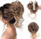 Postiche de chignon bouclé, chignon désordonné, chignon en fibre synthétique, pince à cheveux en chignon désordonné naturel, pince à griffes, extensions de cheveux épais pour queue de cheval