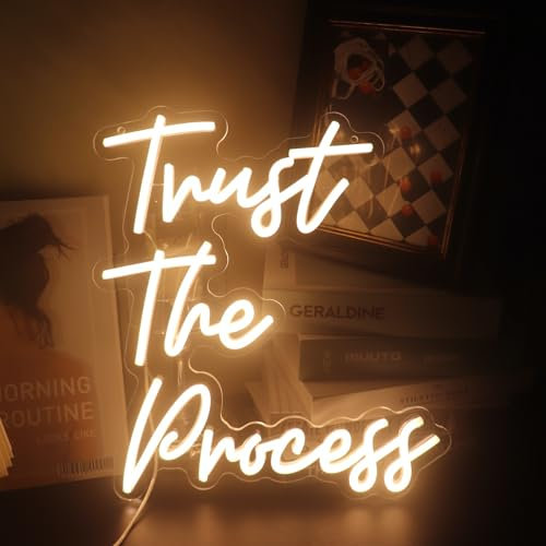 LED-Neonschild Trust The Process, USB-betriebene Neonlichter für Kinderzimmer, Heimdekoration, Fenster, Wohnzimmer, Dekoration, Weihnachten, Geburtstag, Geschenk (warmweiß)