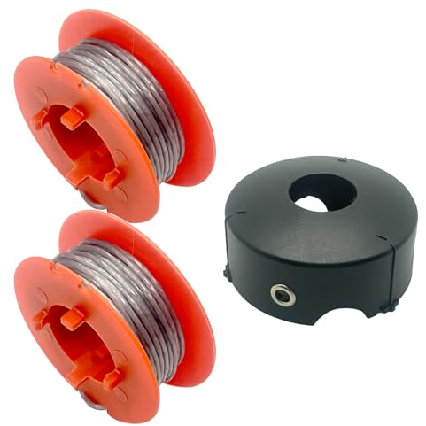 F016800175 Bosch Trimmer Replacement Spool for Bosch ART 23 26 30 Combitrim Easytrim Strimmer, 0.063/1.6mm 26ft Grass Trimmer Replacement Spool with F016L71088 Cover (2 Spools + 1 Cover)