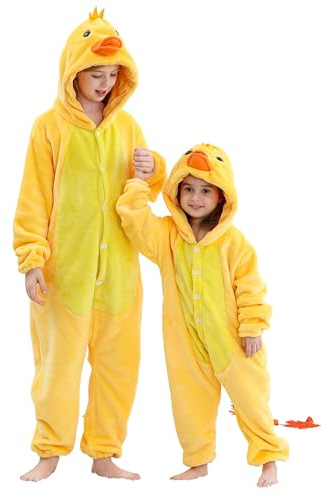 HAHASHOW Combinaison Pyjama Enfant Deguisement Animaux Enfant 3-12 Ans | Lavable en machine, Douce flanelle en polyester, Fermeture par boutons, Capuche animale, pour Halloween et Carnaval