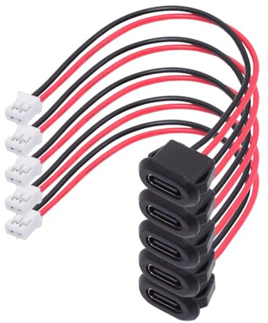 xiwai Lot de 5 câbles de raccordement de type C femelle vers 2 broches de type C vers 2 broches - Câble de terminal étanche avec pas = 2,0 mm - Câble d'alimentation d'extension USB C Pigtail DC 5 V