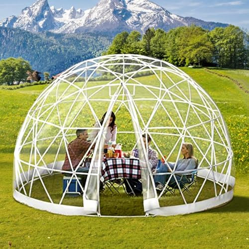 Aredwhiterui Garden Dome Igloo | Clear Bubble Tent | Weatherproof Dome Pod with Window & Zippered Door, Transparent Garden Dome House for Backyard, Party,Clear-12ft