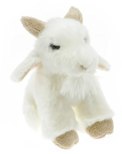 tachi Kuscheltier Ziege weiß, sitzendes Plüschtier, Stofftier Ziegenbock 16 cm