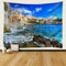 AMDXD Tapisserie Natur Landschaft, Wandteppich Stadt am Meer Wandteppiche Polyester Wand Deokration für Zimmer Wohnheim Schlafazimmer, Blau, 350x256cm