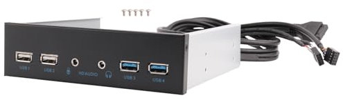 Sarngk Boîtier PC de bureau 5,25 - Plaque interne - Hub USB 2 ports USB 3.0 et 2 ports USB 2.0 - Avec connecteur audio HD 20 broches