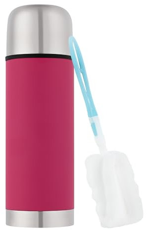 GRÄWE Thermosflasche 350 ml, Edelstahl Trinkflasche, Thermoskanne, Isolierflasche für unterwegs mit Becher, Auslaufsicher, Spülmaschinengeeignet, pink