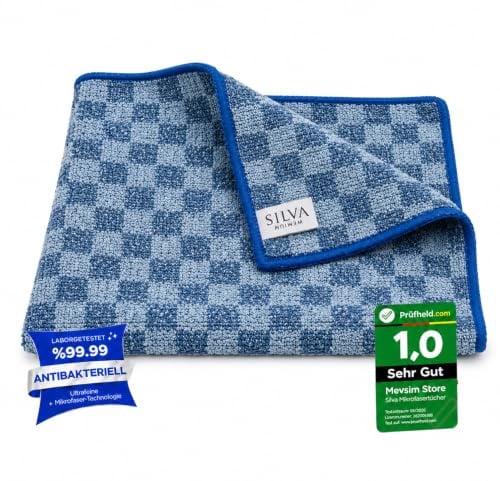 Silva Mikrofasertuch Küche 30x30 cm – 1er Set – Saugfähiges & fusselfreies Küchentuch für Glas, Spiegel & Edelstahl – Waschbar, kratzfrei & wiederverwendbar – Mikrofaser Reinigungstuch Haushalt