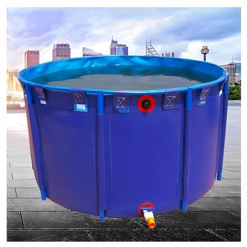 Piscina fuori terra rotonda da 1,5 m, pieghevole, in tela, facile da installare, per l'agricoltura, l'irrigazione e lo stoccaggio dell'acqua, design blu durevole